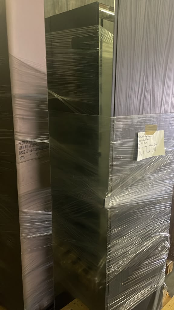 Brand-new free-standing wardrobe unit still wrapped and tagged